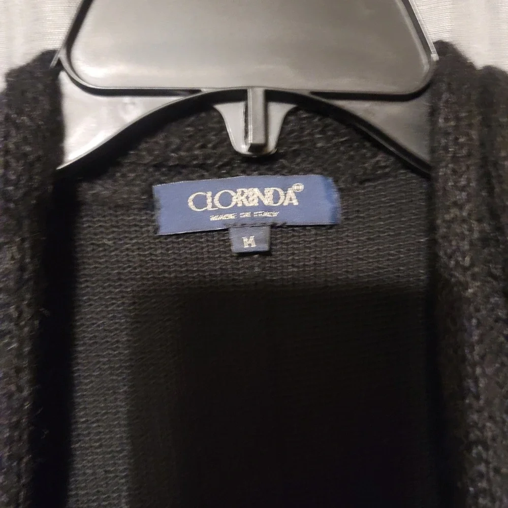 Clorinda Made in Italy‎ Black Merino Wool Mohair Blend Longline Cardigan Sweater